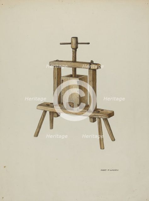 Cider Press, c. 1940. Creator: Harry Mann Waddell.