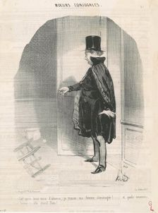 Ciel! aprés trois mois d'absence, je trouve ma femme déménagée!, 1842. Creator: Honore Daumier