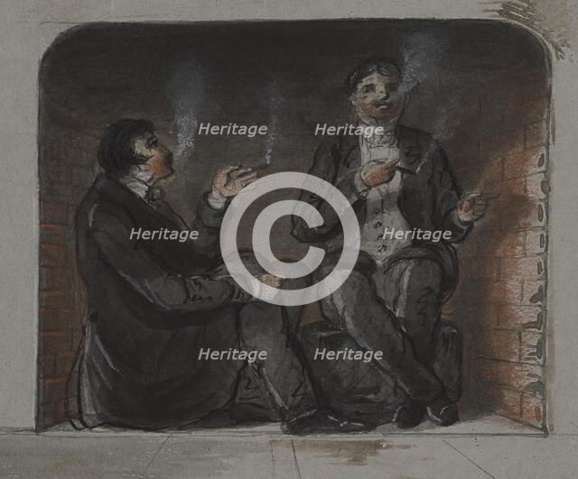 Cigar Smokers, mid 19th century. Creator: Alfred Jacob Miller.