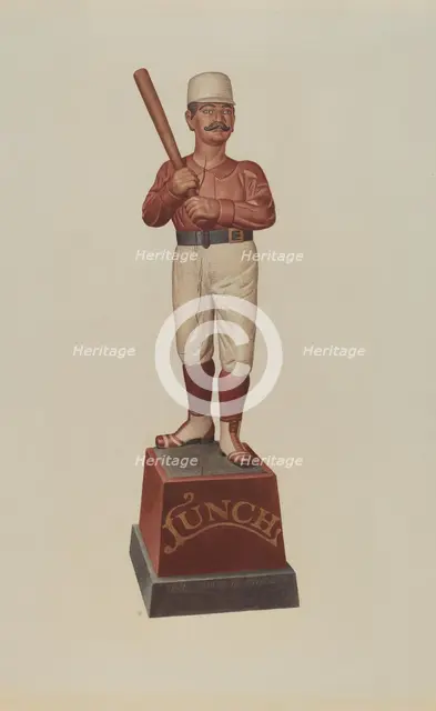 Cigar Store Figure: Ball Player, c. 1939. Creator: Albert Ryder.