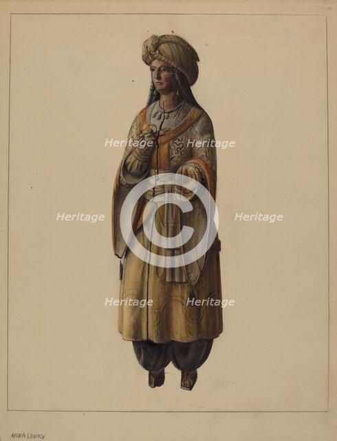 Cigar Store Figure, c. 1937. Creator: Mina Lowry.