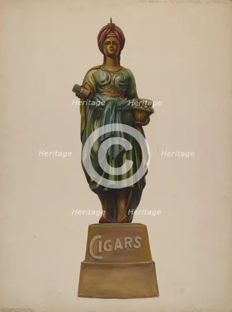 Cigar Store Figure, c. 1937. Creator: Walter Hochstrasser.