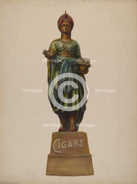 Cigar Store Figure, c. 1937. Creator: Walter Hochstrasser.