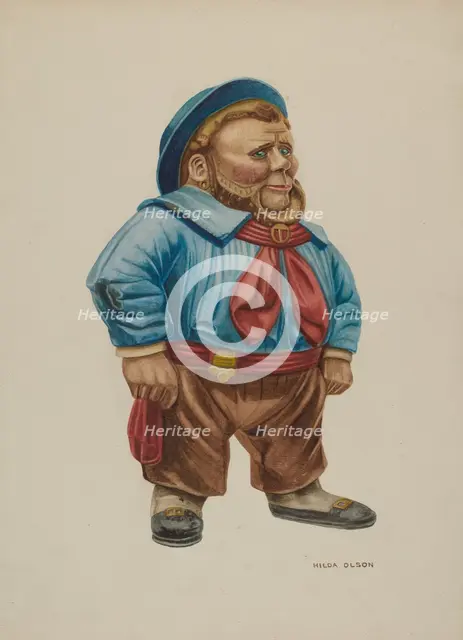 Cigar Store Figure "Sailor", c. 1940. Creator: Hilda Olson.