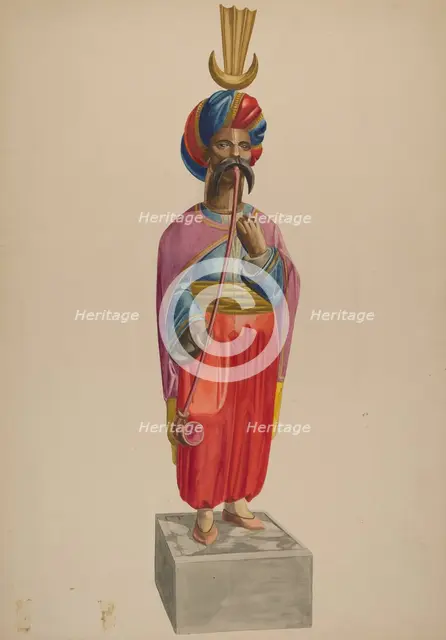 Cigar Store Figure: Turk, c. 1938. Creator: Irving L. Biehn.