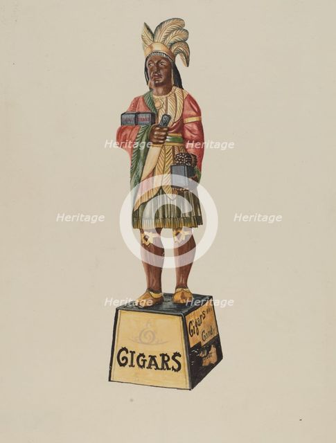 Cigar Store Indian, 1935/1942. Creator: Marius Hansen.