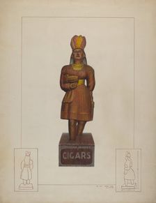 Cigar Store Indian, 1935/1942. Creator: Edward L Loper