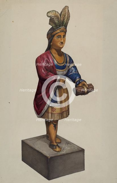 Cigar Store Indian, 1935/1942. Creator: Flora Merchant.