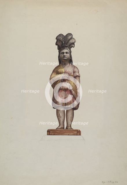 Cigar Store Indian, 1935/1942. Creator: Flora Merchant.