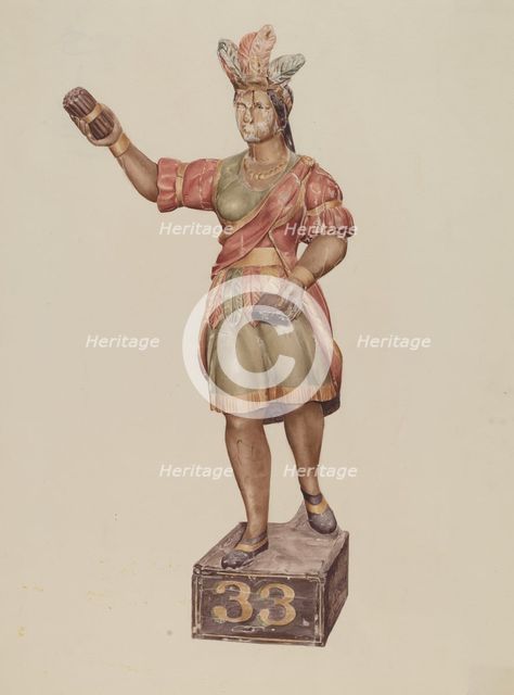 Cigar Store Indian, 1935/1942. Creator: Rosamond P Gray.