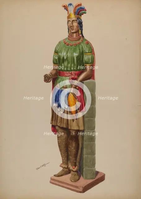Cigar Store Indian, 1937. Creator: Charles Moss.