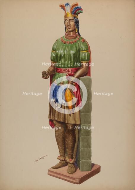 Cigar Store Indian, 1937. Creator: Charles Moss.