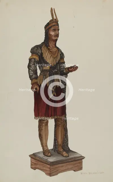 Cigar Store Indian, 1937. Creator: Ethel Dougan.