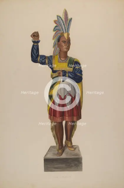 Cigar Store Indian, 1937. Creator: Irving L. Biehn.