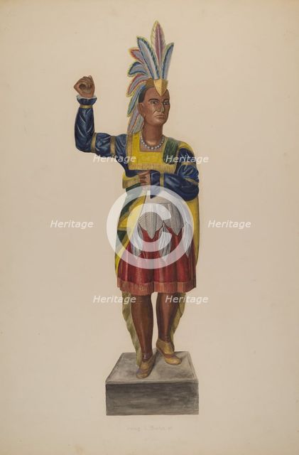 Cigar Store Indian, 1937. Creator: Irving L. Biehn.