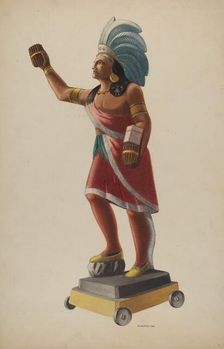 Cigar Store Indian, 1938. Creator: Louis Plogsted