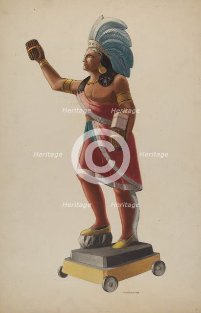 Cigar Store Indian, 1938. Creator: Louis Plogsted.