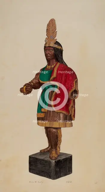 Cigar Store Indian, 1941. Creator: Alvin M Gully.