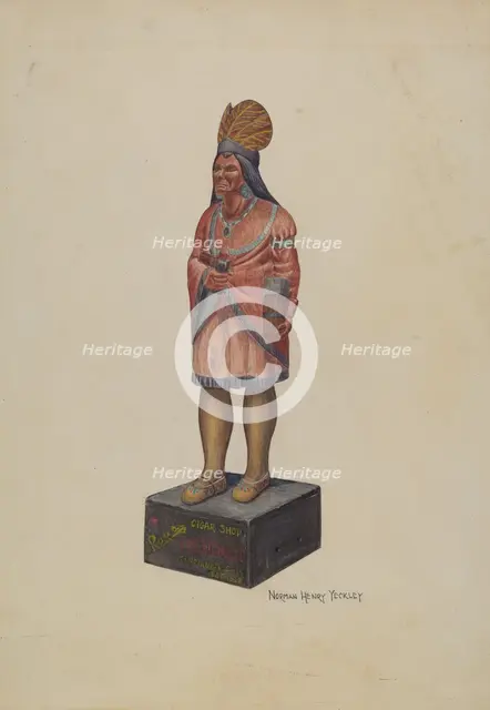 Cigar Store Indian, c. 1940. Creator: N. H. Yeckley.