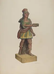 Cigar Store Indian, c. 1940. Creator: Raymond Chard