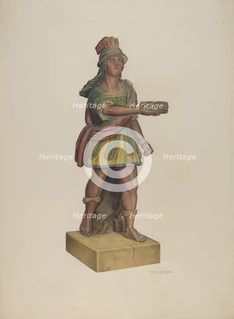 Cigar Store Indian, c. 1940. Creator: Raymond Chard.