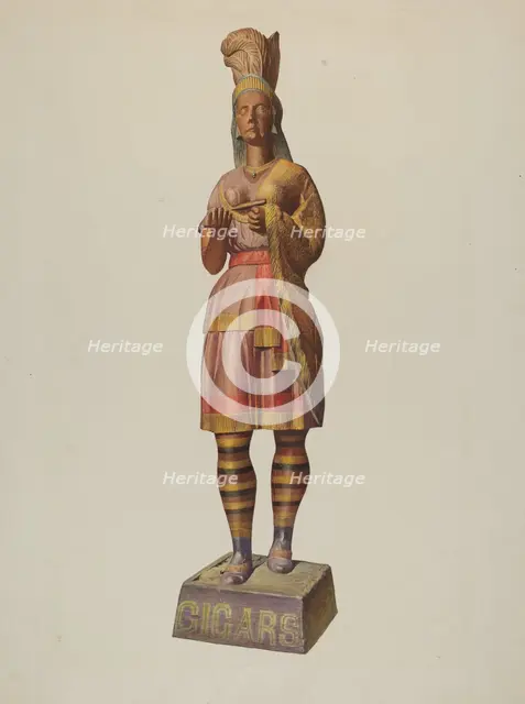 Cigar Store Indian, c. 1940. Creator: Robert W.R. Taylor.