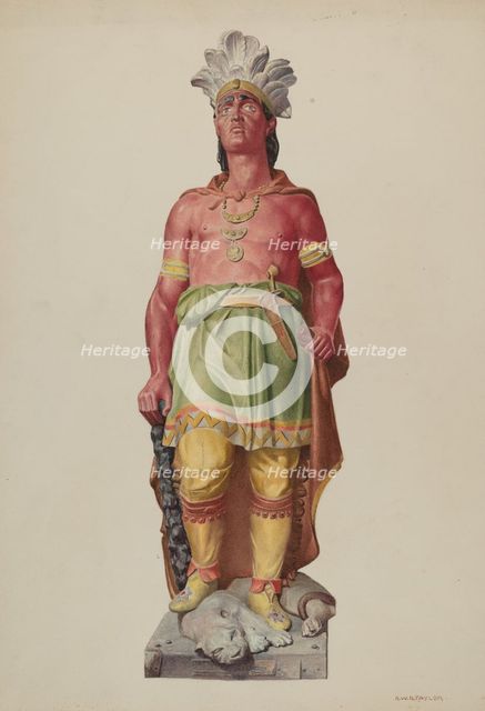 Cigar Store Indian, c. 1940. Creator: Robert W.R. Taylor.