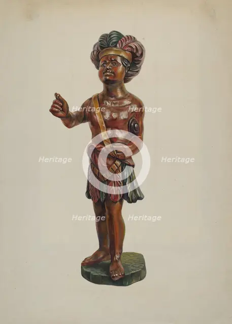 Cigar Store Indian, c. 1940. Creator: Walter Hochstrasser.