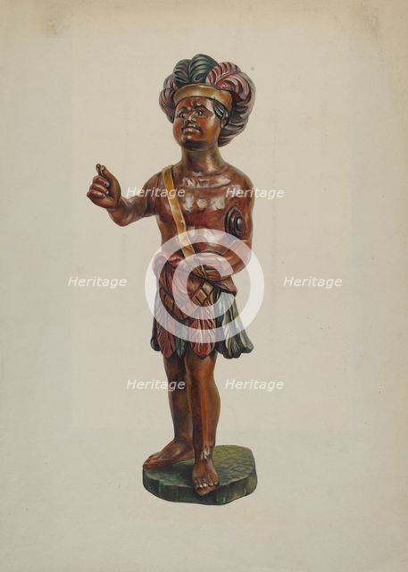 Cigar Store Indian, c. 1940. Creator: Walter Hochstrasser.