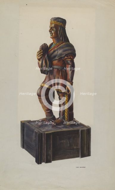 Cigar Store Indian, c. 1941. Creator: Chris Makrenos.