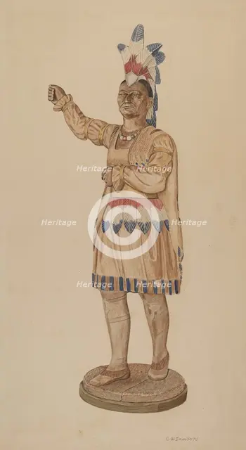 Cigar Store Indian, c. 1941. Creator: Clarence W Dawson.