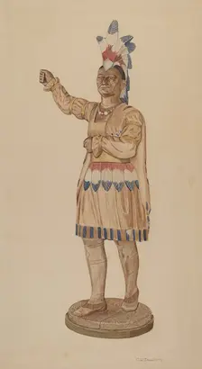 Cigar Store Indian, c. 1941. Creator: Clarence W Dawson