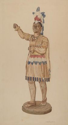 Cigar Store Indian, c. 1941. Creator: Clarence W Dawson