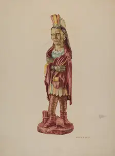 Cigar Store Indian, c. 1941. Creator: Hardin Walsh