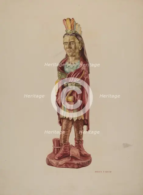 Cigar Store Indian, c. 1941. Creator: Hardin Walsh.