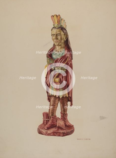 Cigar Store Indian, c. 1941. Creator: Hardin Walsh.