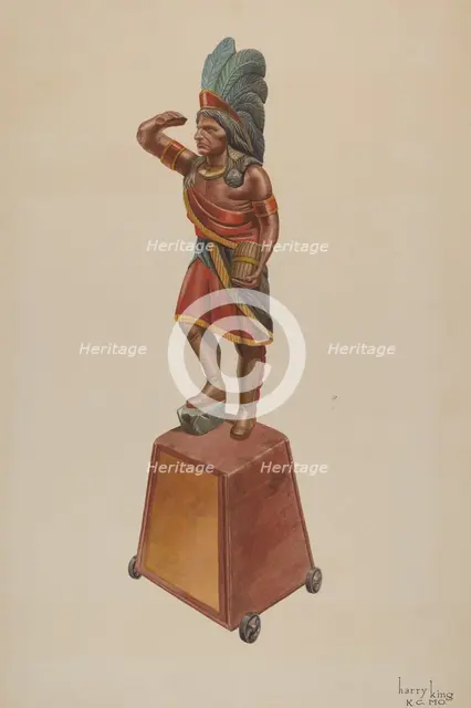 Cigar Store Indian, c. 1941. Creator: Harry King.