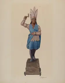 Cigar Store Indian, c. 1941. Creator: Sydney Roberts
