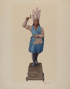 Cigar Store Indian, c. 1941. Creator: Sydney Roberts