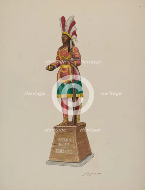 Cigar Store Indian, c. 1941. Creator: Sydney Roberts.