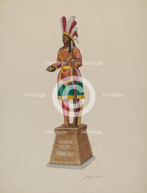 Cigar Store Indian, c. 1941. Creator: Sydney Roberts.