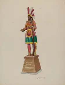 Cigar Store Indian, c. 1941. Creator: Sydney Roberts