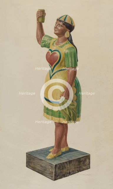 Cigar Store Indian, c. 1941. Creator: Samuel Philpot.