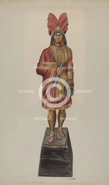 Cigar Store Indian, c. 1941. Creator: V. L. Vance.