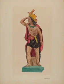 Cigar Store Indian, c. 1941. Creator: Violet Hartenstein
