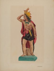 Cigar Store Indian, c. 1941. Creator: Violet Hartenstein