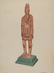 Cigar Store Indian, c. 1941. Creator: Violet Hartenstein