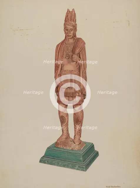 Cigar Store Indian, c. 1941. Creator: Violet Hartenstein.