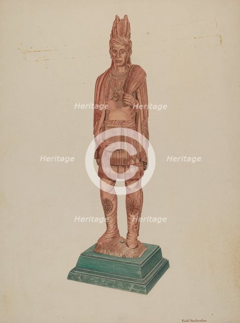 Cigar Store Indian, c. 1941. Creator: Violet Hartenstein.