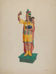 Cigar Store Indian, c. 1941. Creator: Violet Hartenstein